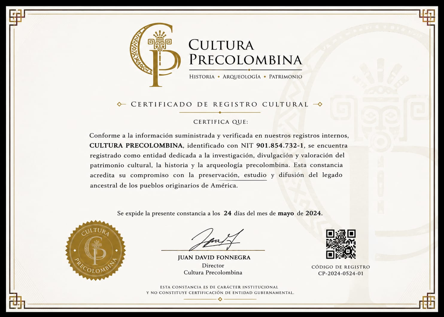 Certificado de Registro Cultural
